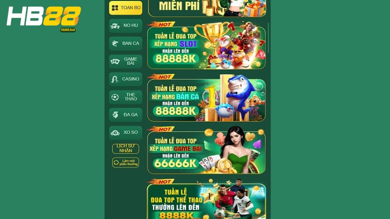 Ngập tràn khuyến mãi có giá trị được HB88 tung ra để người chơi tham gia